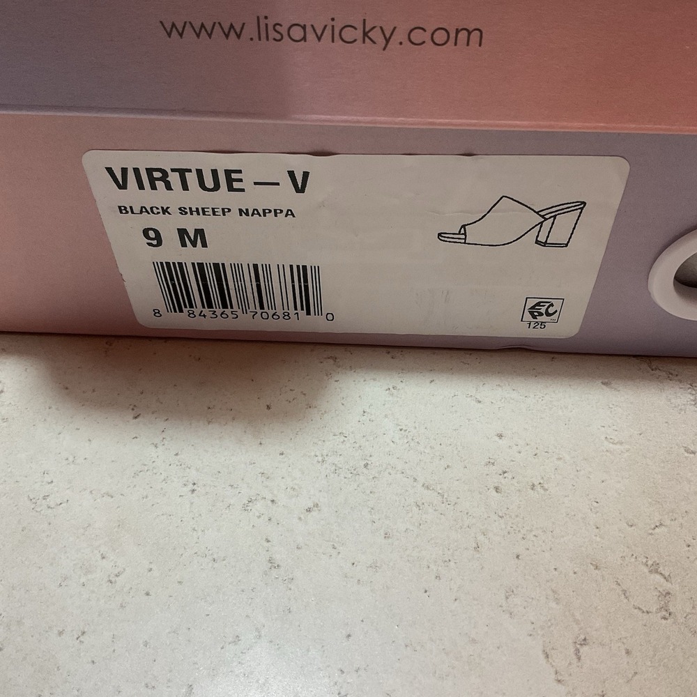 NIB Lisa Vicky Shoes Womens Size 9 Virtue-V Block Heel Mule Sandals Sheep Nappa - Picture 2 of 7